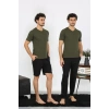 MİRAY- Erkek Penye Haki 3lü Pijama Takımı