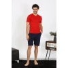 MİRAY- Erkek Penye Kırmızı 3lü Pijama Takımı