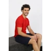 MİRAY- Erkek Penye Kırmızı 3lü Pijama Takımı