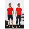 MİRAY- Erkek Penye Kırmızı 3lü Pijama Takımı