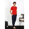 MİRAY- Erkek Penye Kırmızı 3lü Pijama Takımı