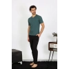 MİRAY- Erkek Penye Petrol Rengi 3lü Pijama Takımı