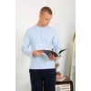 MİRAY- Erkek Penye Uzun Kol Pijama Takımı Buz Mavisi