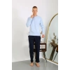 MİRAY- Erkek Penye Uzun Kol Pijama Takımı Buz Mavisi