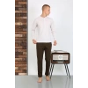 MİRAY- Erkek Penye Uzun Kol Pijama Takımı Ekru