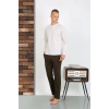 MİRAY- Erkek Penye Uzun Kol Pijama Takımı Ekru