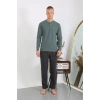 MİRAY- Erkek Penye Uzun Kol Pijama Takımı Haki