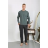 MİRAY- Erkek Penye Uzun Kol Pijama Takımı Haki