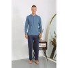 MİRAY- Erkek Penye Uzun Kol Pijama Takımı İndigo