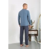 MİRAY- Erkek Penye Uzun Kol Pijama Takımı İndigo