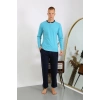 MİRAY- Erkek Penye Uzun Kol Pijama Takımı Turkuaz