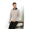 MİRAY- Erkek Polo Yaka Uzun Kol Penye Pijama Takımı Krem