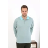 MİRAY- Erkek Polo Yaka Uzun Kol Penye Pijama Takımı Su Yeşili