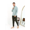MİRAY- Erkek Polo Yaka Uzun Kol Penye Pijama Takımı Su Yeşili