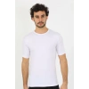 MİRAY- Erkek Sıfır Yaka Likralı Beyaz T-Shirt