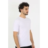MİRAY- Erkek Sıfır Yaka Likralı Beyaz T-Shirt