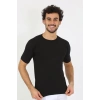 MİRAY- Erkek Sıfır Yaka Likralı Siyah T-Shirt