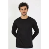 MİRAY- Erkek Sıfır Yaka Uzun Kol Siyah Fanila