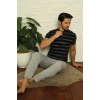 MİRAY- Erkek Siyah 3lü Pijama Takım