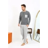 MİRAY- Erkek Uzun Kol Penye Antrasit Pijama Takımı
