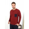 MİRAY- Erkek Uzun Kol Penye Bordo Pijama Takımı