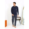 MİRAY- Erkek Uzun Kol Penye Lacivert Pijama Takımı