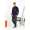 MİRAY- Erkek Uzun Kol Penye Lacivert Pijama Takımı