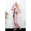 MİRAY- Kadın 3lü Somon Sabahlık Pijama Takım