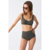 MİRAY- Kadın Basic Haki Pedli Yüksek Bel Bikini Takımı