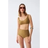 MİRAY- Kadın Basic Hardal Pedli Yüksek Bel Bikini Takımı