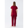 MİRAY- Kadın Bordo Kalp Desenli Kısa Kollu Penye Pijama Takımı