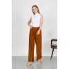 MİRAY- Kadın Bürümcük Kumaş Hafif-Esnek Pantolon 210074 Kahve