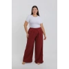 MİRAY- Kadın Büyük Beden Bordo Rahat Kesim Baggy Tek Alt