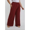 MİRAY- Kadın Büyük Beden Bordo Rahat Kesim Baggy Tek Alt