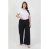 MİRAY- Kadın Büyük Beden Bürümcük Pantolon Lacivert
