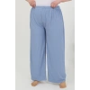 MİRAY- Kadın Büyük Beden Bürümcük Pantolon  Mavi