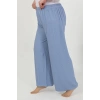 MİRAY- Kadın Büyük Beden Bürümcük Pantolon  Mavi
