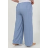 MİRAY- Kadın Büyük Beden Bürümcük Pantolon  Mavi
