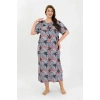 MİRAY- Kadın Büyük Beden Kısa Kol Somon Anne Gecelik