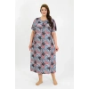 MİRAY- Kadın Büyük Beden Kısa Kol Somon Anne Gecelik