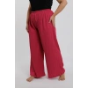 MİRAY- Kadın Büyük Beden Mercan Rengi Rahat Kesim Baggy Tek Alt