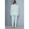 MİRAY- Kadın Büyük Beden Penye Uzun Kol Pijama Takım Su Yeşili