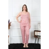 MİRAY- Kadın Büyük Beden Somon İp Askılı Pijama Takım