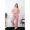 MİRAY- Kadın Büyük Beden Somon İp Askılı Pijama Takım