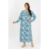 MİRAY- Kadın Büyük Beden Uzun Kol Mavi Anne Gecelik