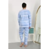 MİRAY- Kadın Büyük Beden Uzun Kol Penye Pijama Takımı Mavi