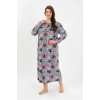 MİRAY- Kadın Büyük Beden Uzun Kol Somon Anne Gecelik