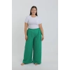 MİRAY- Kadın Büyük Beden Yeşil Rahat Kesim Baggy Tek Alt