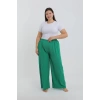 MİRAY- Kadın Büyük Beden Yeşil Rahat Kesim Baggy Tek Alt
