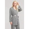 MİRAY- Kadın Ekru Yumuşak Dokulu Dökümlü Uzun Kimono Şık ve Rahat Ev Giyim